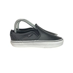 Vans Black Perf Leather Asher Slip On Sneakers Women's Size 6